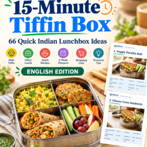 15-Minute Tiffin Box Cookbook – 66 Quick Indian Lunchbox Recipes | English & Hindi Editions