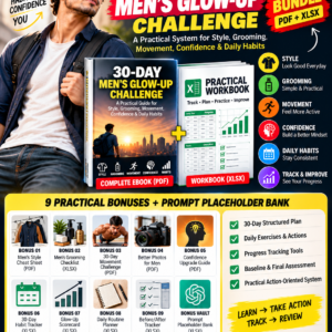 30-Day Men's Glow-Up Challenge — Complete Self-Improvement Bundle